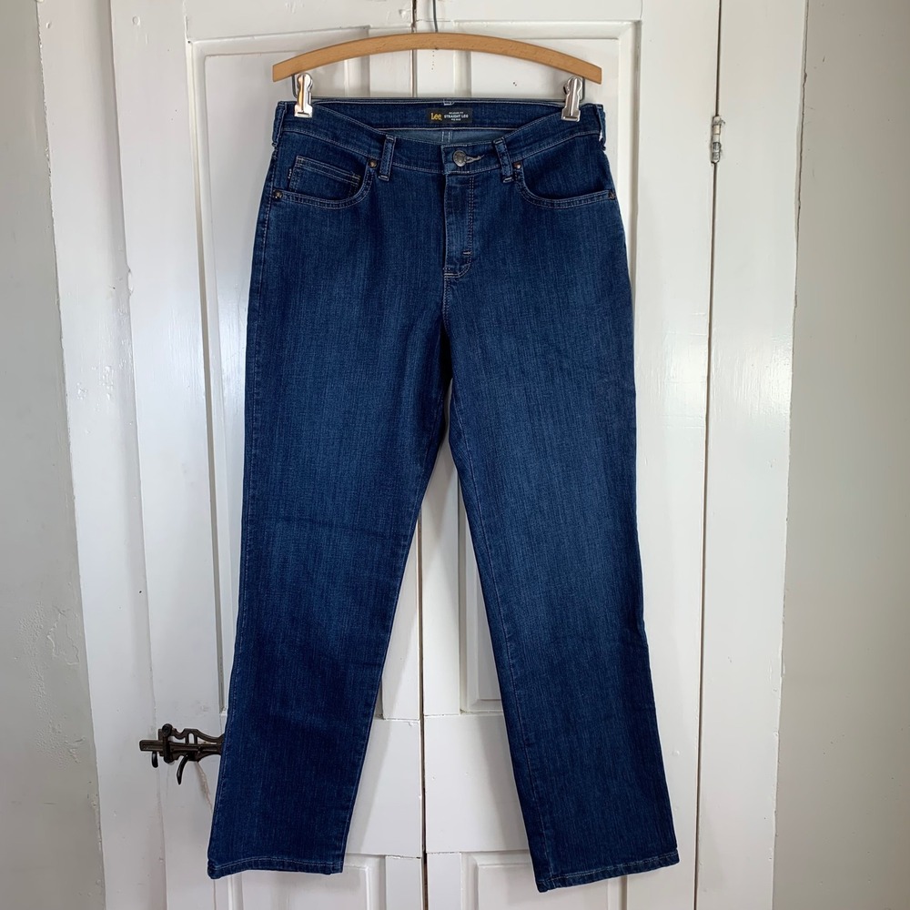 Lee Womens‎ Jeans Relaxed Fit Straight Leg Mid Rise Blue Denim Size 8 Short